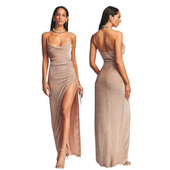 Retrofete Katya Sequin Embellished Maxi Dress Formal Gala Party Wedding Prom S
